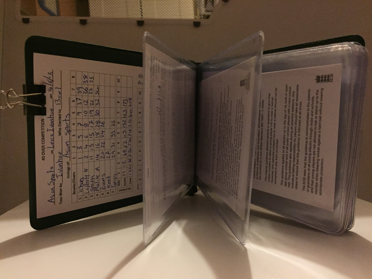 Cricket Umpire Onfield Hard Back Multi Match Card Holder with 20 Inter