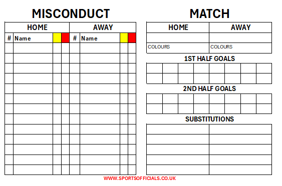 Football Referee Match Card