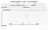 55 Over Match Card - 17 Overs Per Bowler