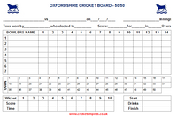 50 Over Match Card - 14 Overs Per Bowler - Oxfordshire Cricket Board
